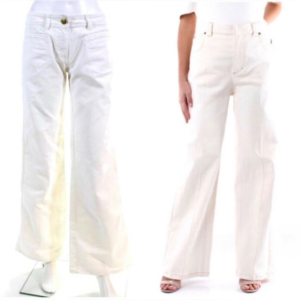 CHLOE Perle Wide Leg Low-Rise Ivory Pants Made In Italy MSRP:$895 - Picture 4 of 7